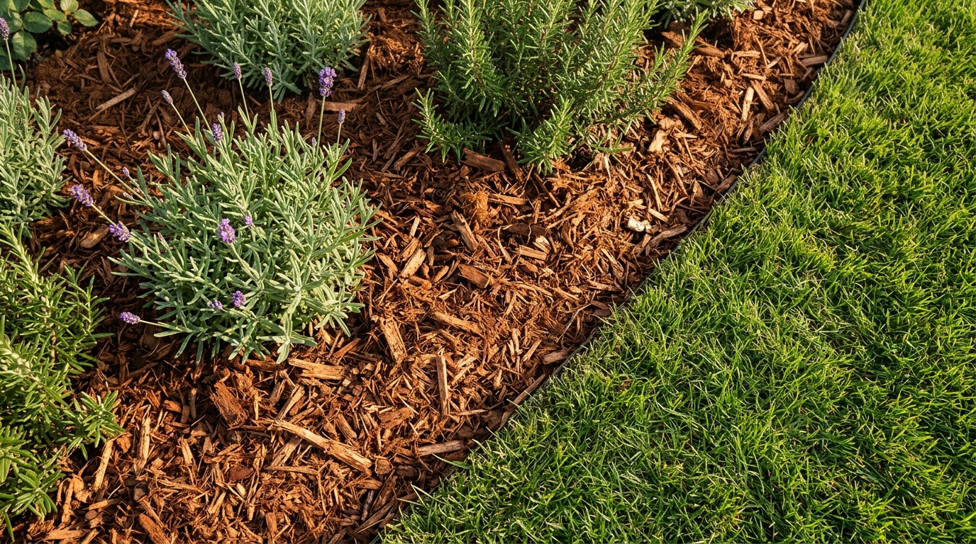 Premium cedar mulch refresh around lavender beds